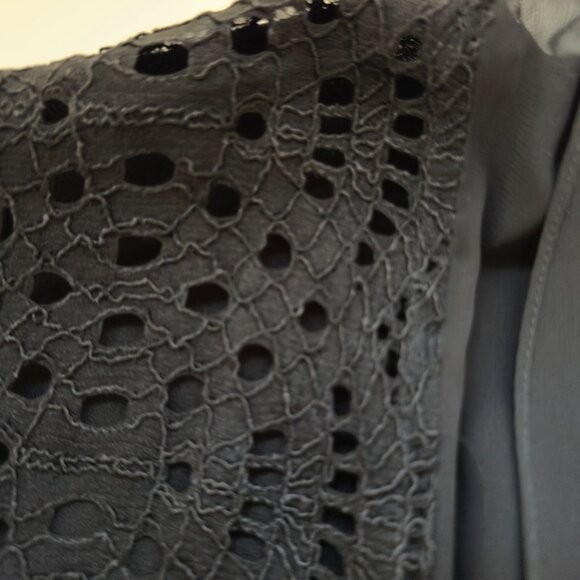 NEW Black Needle Lace LONG VEST with Chiffon Back, US XL, 46 - Picture 7 of 13